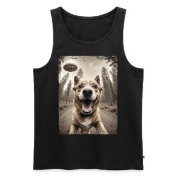 Chiens Selfie Vaisseau spatial extraterrestre drôle - Débardeur bio Premium Homme - noir - Devant - AI Model Male 178 light (178cm)