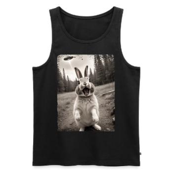 Lustiges Hasen Selfie Außerirdisches Raumschiff - Männer Premium Bio Tank Top - Schwarz - Vorne - AI Model Male 178 light (178cm)