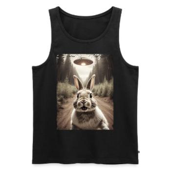 Lustiges Hasen Selfie Außerirdisches Raumschiff - Männer Premium Bio Tank Top - Schwarz - Vorne - Michal (187cm)