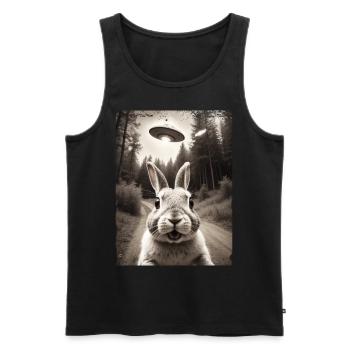 Lustiges Hasen Selfie Außerirdisches Raumschiff - Männer Premium Bio Tank Top - Schwarz - Vorne - AI Model Male 178 light (178cm)