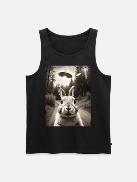 Funny Bunny Selfie Alien Spaceship - Men's Premium Organic Tank Top - black