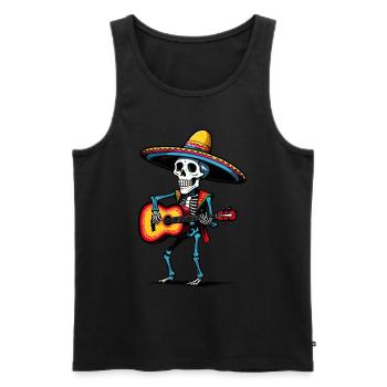 Mexican mariachi skeleton guitarist - Men's Premium Organic Tank Top - black - Front - AI Model Male 178 light (178cm)