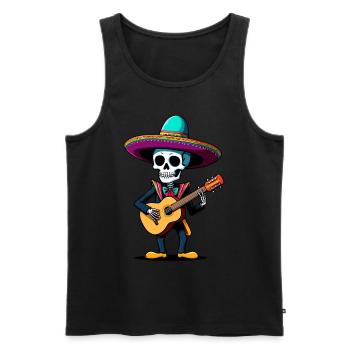 Mexican Mariachi Skeleton Guitarist Fiesta - Men's Premium Organic Tank Top - black - Front - AI Model Male 178 light (178cm)