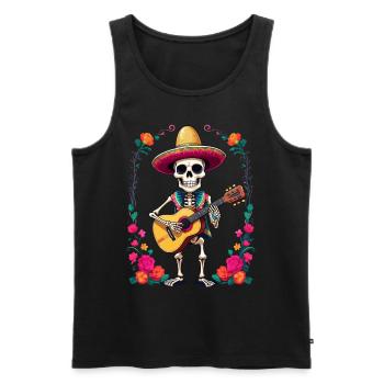 Mexican mariachi skeleton guitarist - Men's Premium Organic Tank Top - black - Front - AI Model Male 178 light (178cm)