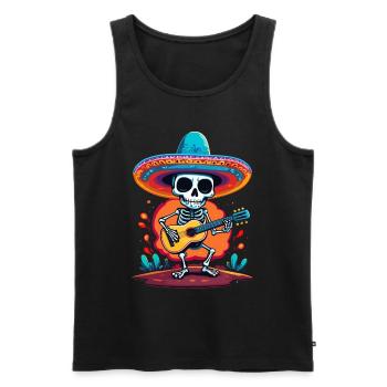 Mexican mariachi skeleton guitarist - Men's Premium Organic Tank Top - black - Front - AI Model Male 178 light (178cm)