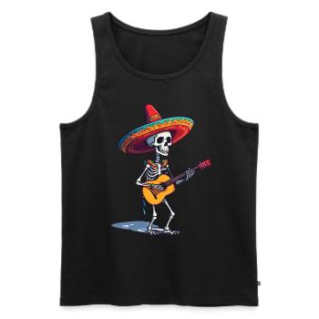 Mexican mariachi skeleton guitarist - Men's Premium Organic Tank Top - black - Front - AI Model Male 178 light (178cm)