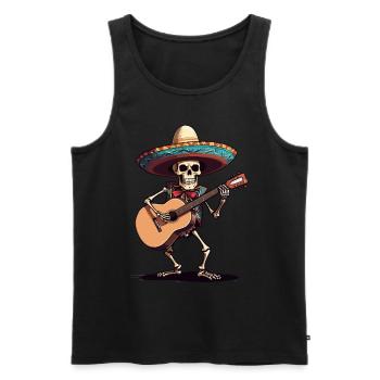 Guitariste squelette mariachi mexicain - Débardeur bio Premium Homme - noir - Devant - AI Model Male 178 light (178cm)