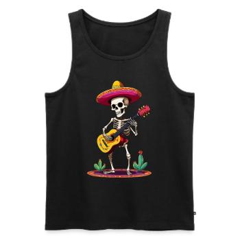 Mexican mariachi skeleton guitarist - Men's Premium Organic Tank Top - black - Front - AI Model Male 178 light (178cm)