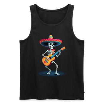 Mexicain Mariachi Squelette Guitare Musique - Débardeur bio Premium Homme - noir - Devant - Michal (187cm)