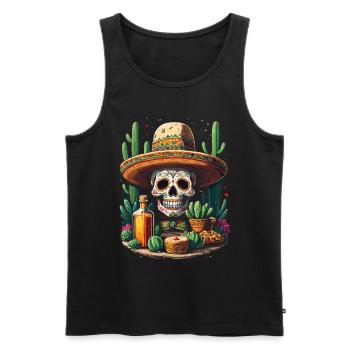 Tequila Drink Skull Cinco De Mayo Mexiko Feiern - Männer Premium Bio Tank Top - Schwarz - Vorne - AI Model Male 178 light (178cm)