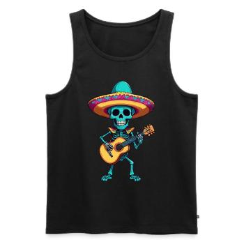 Mexican Mariachi Skeleton Guitarist Fiesta - Men's Premium Organic Tank Top - black - Front - AI Model Male 178 light (178cm)