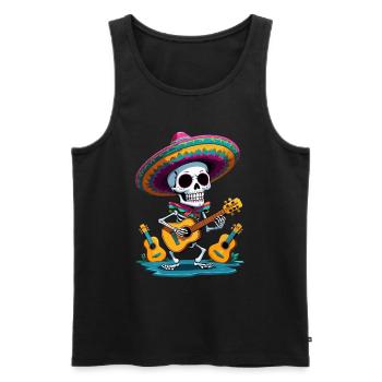 Joueur de guitare Mariachi mexicain squelette - Débardeur bio Premium Homme - noir - Devant - AI Model Male 178 light (178cm)