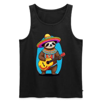 Faultier Mexikanischer Mariachi Gitarrenmusik - Männer Premium Bio Tank Top - Schwarz - Vorne - Michal (187cm)
