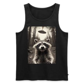 Lustiges Waschbär Selfie Außerirdisches Raumschiff - Männer Premium Bio Tank Top - Schwarz - Vorne - Michal (187cm)