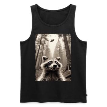 Lustiges Waschbär Selfie Außerirdisches Raumschiff - Männer Premium Bio Tank Top - Schwarz - Vorne - Michal (187cm)