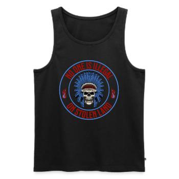 T-shirt "stolen Land Of The Indian Chief" - Men's Premium Organic Tank Top - black - Front - Michal (187cm)