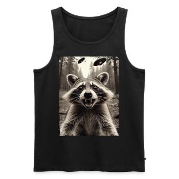 Lustiges Waschbär Selfie Außerirdisches Raumschiff - Männer Premium Bio Tank Top - Schwarz - Vorne - AI Model Male 178 light (178cm)