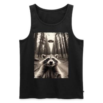 Lustiges Waschbär Selfie Außerirdisches Raumschiff - Männer Premium Bio Tank Top - Schwarz - Vorne - AI Model Male 178 light (178cm)