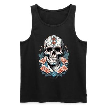 Fête mexicaine emblématique de Sugar Skull - Débardeur bio Premium Homme - noir - Devant - AI Model Male 178 light (178cm)