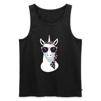 Licorne Maman Licornes Élégantes Amoureux - Débardeur bio Premium Homme - noir - Devant - Michal (187cm)