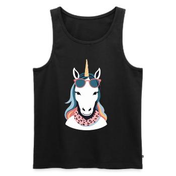 Licorne Maman Licornes Aimant Drôle Élégant - Débardeur bio Premium Homme - noir - Devant - Michal (187cm)