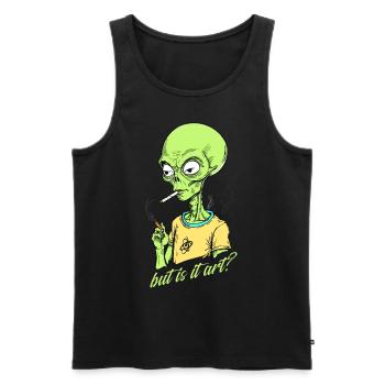 Drôle de dicton extraterrestre mais c’est de l’art - Débardeur bio Premium Homme - noir - Devant - AI Model Male 178 light (178cm)