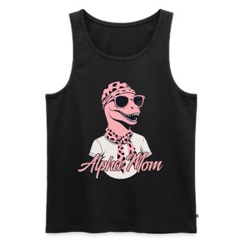 Alpha Maman Drôle Dinosaure Maman Dinos Cool - Débardeur bio Premium Homme - noir - Devant - Michal (187cm)