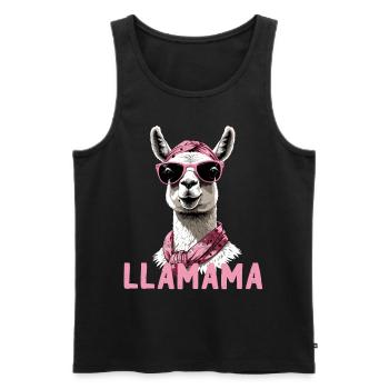Funny Llama Loving Mom Design - Men's Premium Organic Tank Top - black - Front - AI Model Male 178 light (178cm)