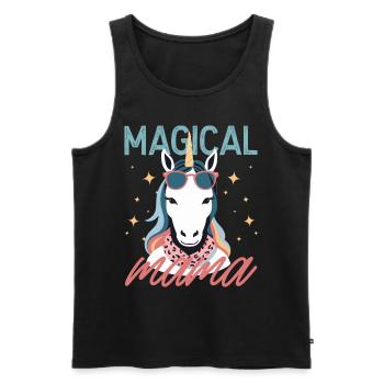Maman magique Licorne aimant femme élégante - Débardeur bio Premium Homme - noir - Devant - Michal (187cm)