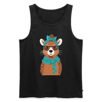 Drôle Capymama Capybara Mère Design - Débardeur bio Premium Homme - noir - Devant - Michal (187cm)