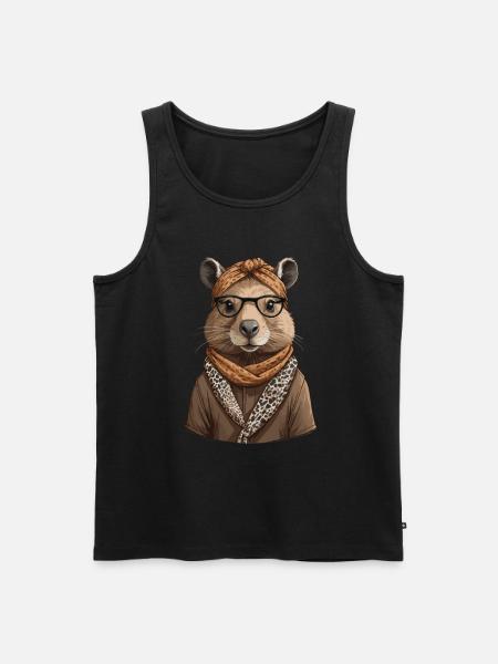Drôle Capymama Capybara Mère Design - Débardeur bio Premium Homme - noir