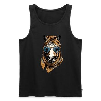 Maman Cheval Cheval Amant Mère Cheval Fille - Débardeur bio Premium Homme - noir - Devant - Michal (187cm)