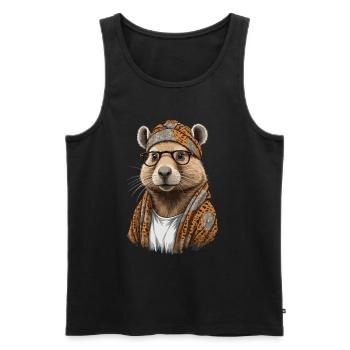 Drôle Capymama Capybara Mère Design - Débardeur bio Premium Homme - noir - Devant - Michal (187cm)