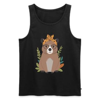 Drôle Capymama Capybara Maman - Débardeur bio Premium Homme - noir - Devant - AI Model Male 178 light (178cm)