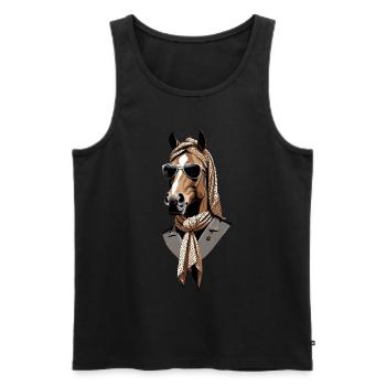 Maman Cheval Cheval Amant Maman Élégant - Débardeur bio Premium Homme - noir - Devant - Michal (187cm)