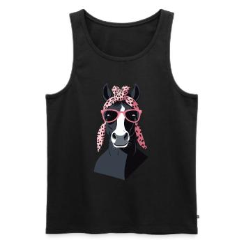 Maman Cheval Cheval Amant Mère Cheval Fille - Débardeur bio Premium Homme - noir - Devant - Michal (187cm)