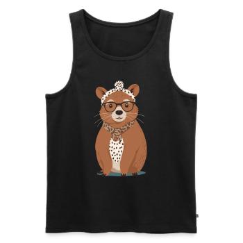 Drôle Capymama Capybara Mère Design - Débardeur bio Premium Homme - noir - Devant - Michal (187cm)