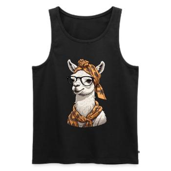 Llama Alpaca Funny Mom Design Love - Men's Premium Organic Tank Top - black - Front - Michal (187cm)