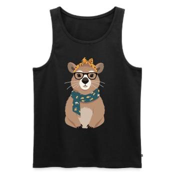 Drôle Capymama Capybara Mère Design - Débardeur bio Premium Homme - noir - Devant - Michal (187cm)
