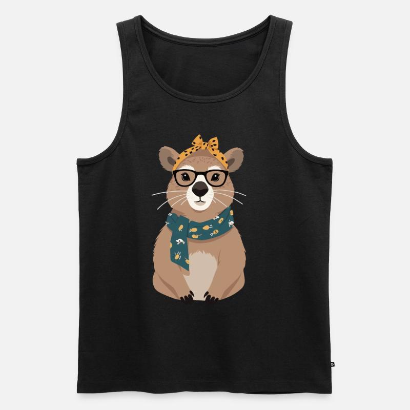 Drôle Capymama Capybara Mère Design - Débardeur bio Premium Homme - noir