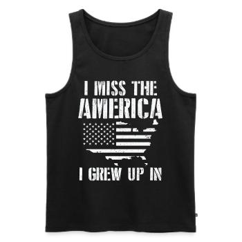 T-shirt rétro usa nostalgie - Débardeur bio Premium Homme - noir - Devant - Michal (187cm)