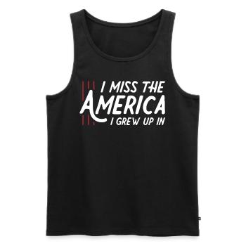 T-shirt rétro usa nostalgie - Débardeur bio Premium Homme - noir - Devant - Michal (187cm)