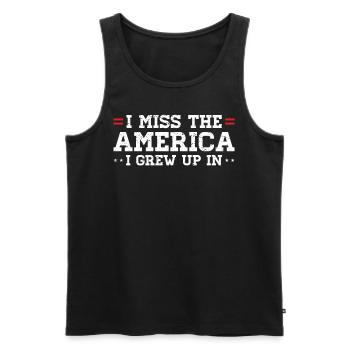 T-shirt rétro usa nostalgie - Débardeur bio Premium Homme - noir - Devant - Michal (187cm)