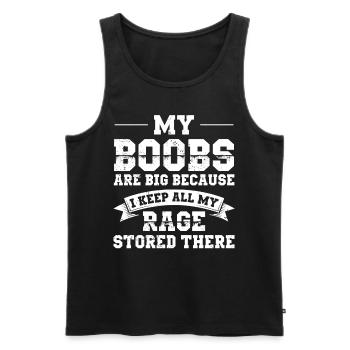 Humorous Boob Rage T-shirt - Men's Premium Organic Tank Top - black - Front - AI Model Male 178 light (178cm)