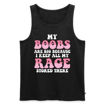 Humorous Boob Rage T-shirt - Men's Premium Organic Tank Top - black - Front - AI Model Male 178 light (178cm)