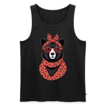 Drôle Maman Ours Mère Ours Ours Amoureux de l’Ours - Débardeur bio Premium Homme - noir - Devant - Michal (187cm)