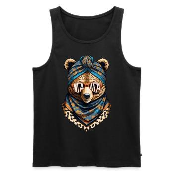 Drôle Maman Ours Mère Ours Fête des Mères - Débardeur bio Premium Homme - noir - Devant - Michal (187cm)