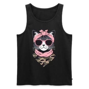 Cute Cat Mom Cat Lover Style - Men's Premium Organic Tank Top - black - Front - AI Model Male 178 light (178cm)