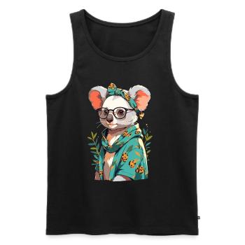 Drôle Koala Maman Mignon Koala Ours Amour - Débardeur bio Premium Homme - noir - Devant - AI Model Male 178 light (178cm)