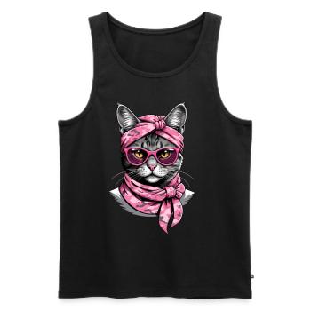 Cute Cat Mom Cat Lover Mom Style - Men's Premium Organic Tank Top - black - Front - AI Model Male 178 light (178cm)